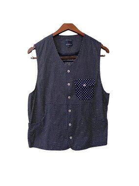 Goodale Blue White Polka Dot Button Up Formal Vest Mens Size Medium Suit Wear